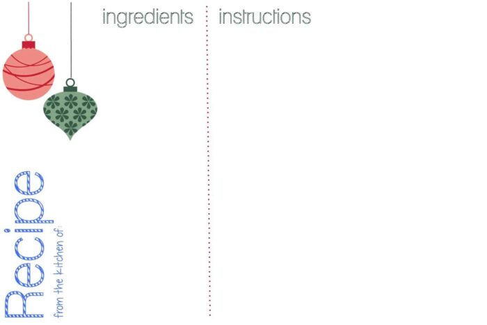Christmas Recipe Cards Free Download A Little R & R